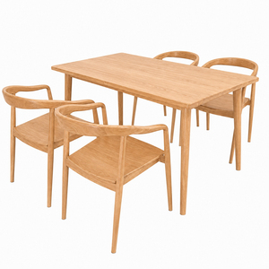 ชุดโต๊ะรับประทานอาหาร 5 ชิ้น รุ่น Soren Teak สไตล์ญี่ปุ่น ทำจากไม้สักแท้ ดีไซน์หรูหรา พร้อมเก้าอี้ Selly พนักพิงแข็งแรง  เฟอร์นิเจอร์ห้องรับประทานอาหารสไตล์ร่วมสมัย - Product Image 1