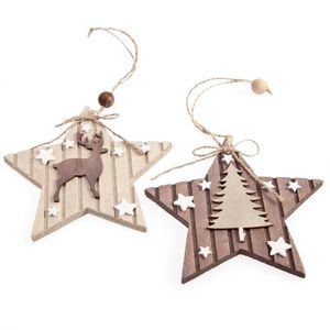 Décoration de Noël suspendue en bois naturel pour la décoration de l'arbre de Noël, les fêtes saisonnières, les boutiques de cadeaux et les présentoirs. - Product Image 3