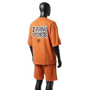 Ensemble t-shirt et short en coton éponge surdimensionné pour homme, tissu lourd 260 GSM, style streetwear, panneaux personnalisés, logo sur le t-shirt, ensemble short homme - Product Image 5