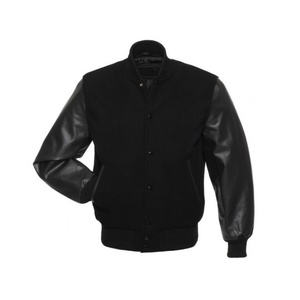 Veste de baseball varsity pour homme en cuir noir de haute qualité, sur mesure, design personnalisé, hiver - Product Image 1
