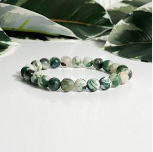 Natural Tree Agate <b>Bracelet</b> White Green Tree Agate <b>Beaded</b> <b>Bracelet</b> For Healing Reiki Energy Jewelry Wholesale 8mm - Product Image 1