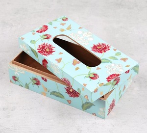 Caja de pañuelos de madera estilo rústico con estampado, estuche decorativo para guardar pañuelos faciales para el hogar, sala de estar, dormitorio, oficina, mesa - Product Image 4