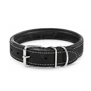 Ensemble collier et laisse pour chien en cuir véritable classique avec sangle réglable, boucle en métal, anneau en D et sangle cousue - Product Image 2