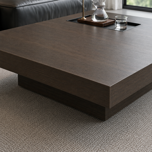 Mesa de Centro Moderna de Madera con Bandeja Empotrada, Mesa Minimalista para Sala de Estar, Oficina, Decoración del Hogar - Product Image 5