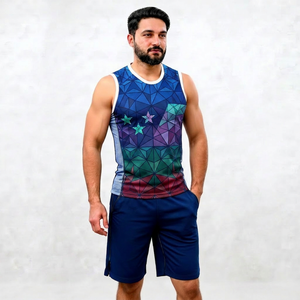 Men's American Flag Print Tank Top And Shorts <b>Set</b> Sublimation <b>Knitted</b> Polyester Sporty Summer Outfit Crew Neck - Product Image 5