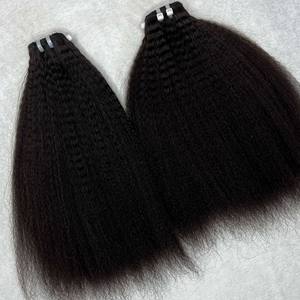 Paquets de couleur noire de cheveux humains droits crépus vietnamiens avec des fermetures de dentelle et des frontaux de dentelle pour faire des perruques - Product Image 3