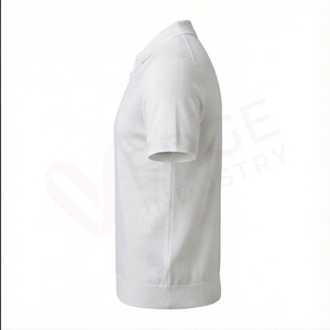 Polo en tricot blanc à manches courtes pour homme avec fermeture éclair, design uni décontracté, coupe classique - Product Image 3