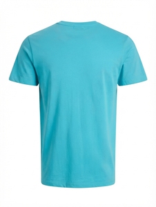 เสื้อยืดคอกลมแขนสั้นสีพื้นสำหรับผู้ชายปี 2026 ผ้าถัก สีฟ้าอมเขียว - Product Image 4