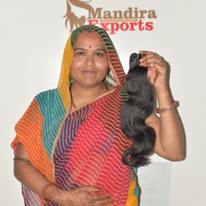 Extensions de cheveux humains indiens Remy 100 % naturels non traités, cuticules alignées, noirs, coupe droite, ondulés, double trame, en lots - Product Image 5