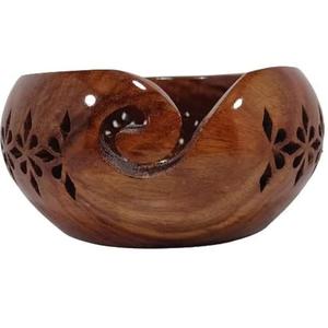 Cuenco de hilo de madera hecho a mano |   Soporte para Tejer y Hacer Ganchillo Tallado, 17.78cm, Ecológico, Organizador de Lana, Almacenamiento para Manualidades, Decoración del Hogar, Regalo - Product Image 1
