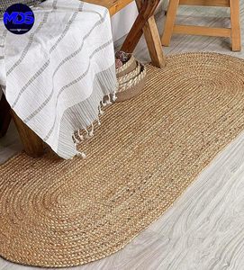 Alfombra Ovalada de Yute Trenzado Hecha a Mano al por Mayor, Reversible, de Arpillera Natural para Sala de Estar, Cocina, Entrada, Decoración del Hogar, OEM ODM - Product Image 3