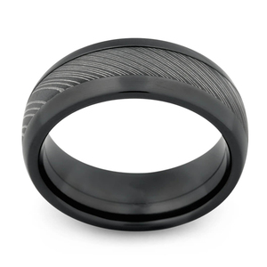 Bague en acier Damas faite à la main avec un motif superposé unique et un ajustement confortable - Product Image 4