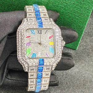 Reloj de Pulsera Cuadrado de Cuarzo con Números Romanos Coloridos de Moda para Hombre, Azul Hielo, Gran Venta 2026, Regalo para Hombre - Product Image 2