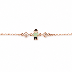 18kt <b>Gold</b> <b>Boy</b> Charm Chain <b>Bracelet</b> with Cubic Zirconia Diamond Shape Links High Polish Fashion Jewelry for Kids Daily Wear Gift - Product Image 3