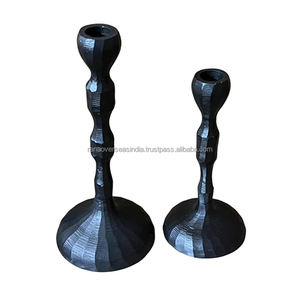 Portavelas de latón de diseño único con acabado negro, perfecto para fiestas, bodas y decoración de eventos a precios asequibles - Product Image 4