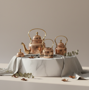 Bouilloire à thé indienne traditionnelle en cuivre martelé avec poignée en laiton, ustensile de cuisine en cuivre fait main avec couvercle, écologique et recyclable - Product Image 3