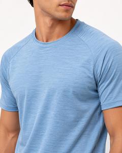 T-shirt Homme Bleu Clair à Manches Courtes Col Rond Coupe Classique Séchage Rapide Tricoté 100% Polyester Style Décontracté Sportif 180g – Meilleure Vente - Product Image 5