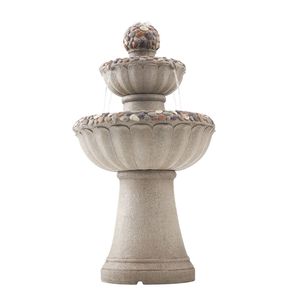 Fontana a cascata da esterno a 2 livelli, altezza 36,5 pollici, con base a roccia in resina di fibra di vetro, per hotel e parchi - Product Image 1