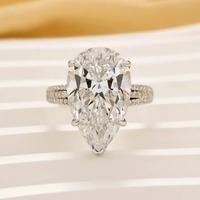 Bague de fiançailles en argent 925 plaqué or blanc avec moissanite taille poire de 8,0 carats, tige fendue, couleur D, clarté VVS, 11x18mm, pour femme