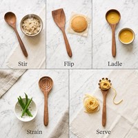 Houten keukengereiset, 4-delig, handgemaakt, lepel, spatel, natuurlijk hout, milieuvriendelijk, alleen handwas.