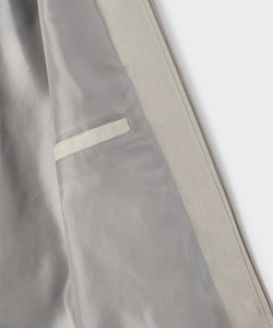Blouson bomber en daim gris pour homme, col rabattu, fermeture éclair, style décontracté, coupe classique, couleur unie, pour l'automne - Product Image 4
