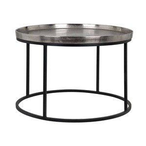 Atractiva Mesa de Centro Redonda Moderna de Metal con Superficie Martillada y Estructura de Hierro, Diseño Industrial, Muebles para Sala de Estar - Product Image 1