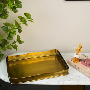 Handmade Decorative Aluminum Food Serving <b>Tray</b> Top Trading Custom Shape for Weddings Modern Gold Polished - Product Image 2