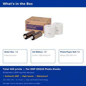 Kit de médias DNP DS620 : Papier photo brillant/lustré 6x8, 400 impressions (200/rouleau), Kit de ruban de sublimation par transfert thermique pour borne photo, 4,3 kg - Product Image 3