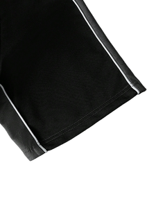 Ensemble de t-shirt et short sport pour homme, manches courtes, col rond, séchage rapide, noir uni, respirant, coton tricoté, 2 pièces - Product Image 4