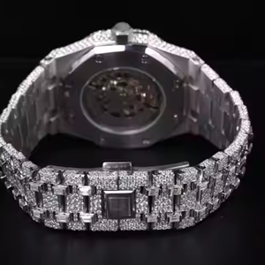 Reloj de Edición Limitada de Lujo con Diamantes Moissanite VVS, Movimiento de Cuarzo ETA, Fecha, Estilo Hip Hop, Acero Inoxidable Antiguo - Product Image 4