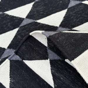 Tapis Dhurrie en coton à texture plate Design géométrique Résistant aux taches Style moderne antibactérien pour les zones à fort trafic - Product Image 5