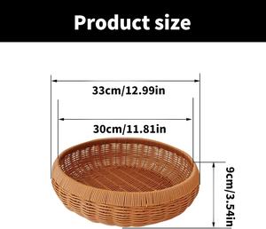 Plateau de service en rotin tissé à la main, panier rond en osier avec poignées pour décoration de table basse ou ottoman - Product Image 4