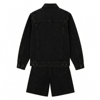 Ensemble veste et pantalon en denim tissé tricoté coupe slim pour homme, respirant, à capuche, style streetwear, 100 % coton, 260 g