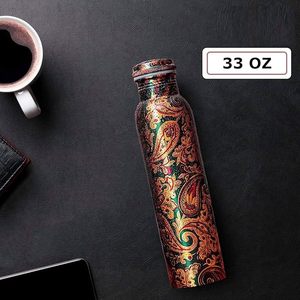 Pure Copper Designer <b>Water</b> <b>Bottle</b> with Leak Proof Protection, Ayurveda and Yoga Health Benefits (1000ml, 1Unit) With LacqurE - Product Image 3