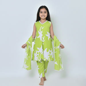 Kurti Estampado de Excelente Calidad con Cuello en V y Sin Mangas, Color Verde Claro, para Atuendos Especiales, Disponible en Grandes Cantidades - Product Image 4