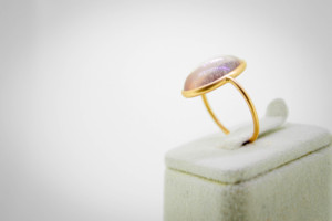 Natural Pink Morganite Cabochon <b>Ring</b> in Solid 18K Yellow Gold – High <b>Dome</b> Oval Solitaire Gemstone <b>Ring</b> Minimalist Fine Jewelry - Product Image 5