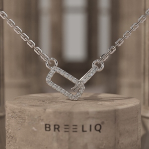 Collier pendentif entrelacé en or 14 carats avec diamant de laboratoire, design minimaliste, chaîne avec fermoir, pour femme, fournisseur OEM - Product Image 1