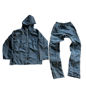 2026 Custom <b>colour</b> Lining Zip Up Streetwear Hoodie and Short Sportswear 2ps Windbreaker Shorts and Jacket Tracksuit for unisex - Product Image 6