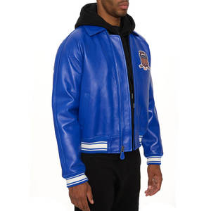 Fabricante de Chaquetas Varsity de Invierno Personalizadas OEM, Chaqueta de Béisbol Universitaria Premium con Mangas de Cuero y Lana, Cierre de Cremallera y Bordado - Product Image 6