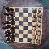Jeu d'échecs de luxe personnalisé en bois, plateau carré de 35 mm, pièces polies faites à la main, écologique, thème bouddhiste, avec boîte