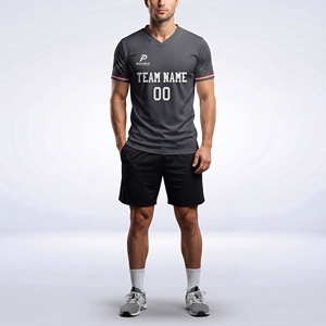 เสื้อฟุตบอลแบบกำหนดเองได้สำหรับทุกเพศ ผู้ใหญ่ ระบายอากาศได้ดี น้ำหนักเบา แห้งเร็ว แขนสั้น คอวี พิมพ์ลายดิจิทัลพร้อมโลโก้ - Product Image 4