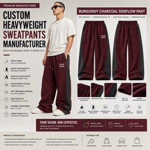 Pantalon de détente ample à jambes larges pour homme, en mélange de coton molletonné, taille haute élastique, marque privée, vente en gros directe usine pour l'hiver - Product Image 2