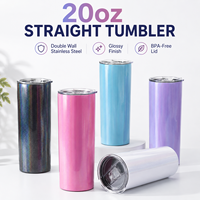 Gobelet isotherme droit et fin en acier inoxydable de 20 oz, coloris arc-en-ciel, avec couvercle, personnalisable avec logo, vente en gros pour cadeaux et articles de boisson