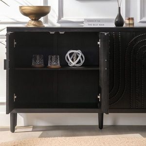 Elegante Credenza Moderna Nera con Decorazioni a Borchie, Soluzione di Arredo per Sala da Pranzo e Soggiorno - Product Image 6