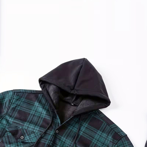 Breathable Soft Hooded <b>Flannel</b> <b>Jacket</b> Button Design Men's with Custom Logo - Product Image 4