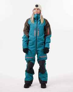 Traje de Esquí de una Pieza con Cierre de Cremallera Aislado, Ropa de Exterior para Mujer, Mono de Snowboard Color Verde Azulado, Impermeable, Sintético - Product Image 1