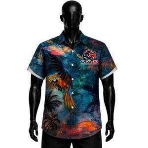 Camisa Hawaiana ORVO Sports para Hombre, Manga Corta, Estampado Tropical de Loros, Verano, Vacaciones, Casual, Transpirable, Secado Rápido, Tela Twill - Product Image 3
