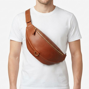Fashion Leather Fanny Pack Adjustable Waist Bag Compact Hip Pouch <b>Travel</b> Crossbody Organizer with Multiple Storage Compartments - Product Image 4