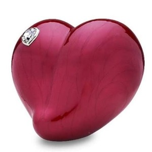 Urne funéraire en forme de cœur, finition rouge brillante, design classique, souvenir commémoratif pour adulte, urne en forme de cœur avec support, belle urne en forme de cœur - Product Image 1