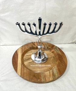 Pillar Decorative Iron Antique Handmade Durable Portable 7-Arm Menorah Candle Holder for Chanukah Home Decor - Product Image 4